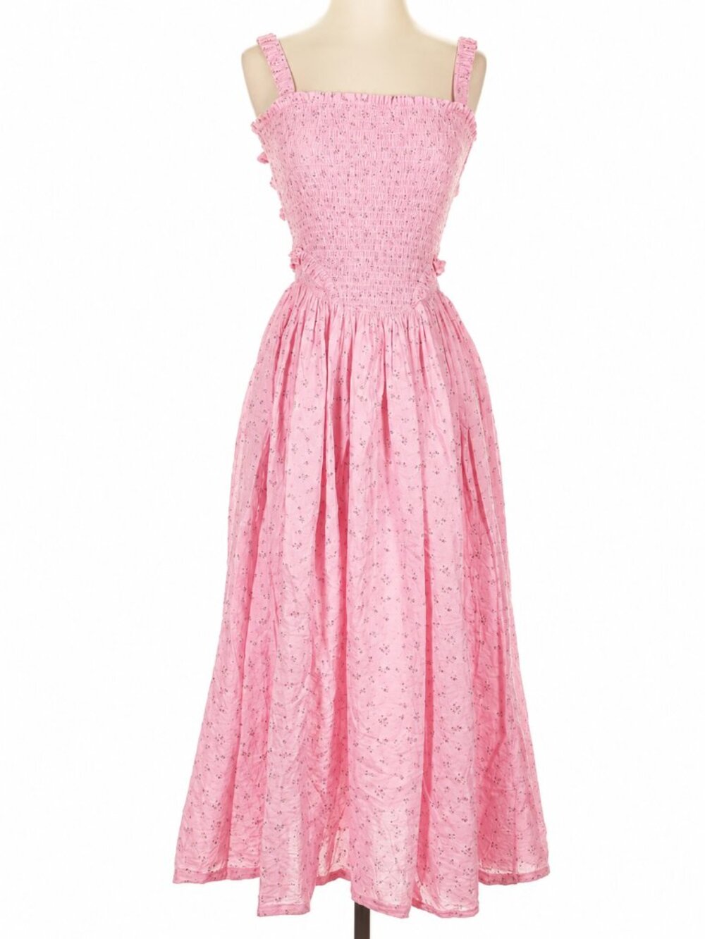 Tach Pink Smocked Cutout Midi Dress NWOT | Cottagecore Fairy Boho